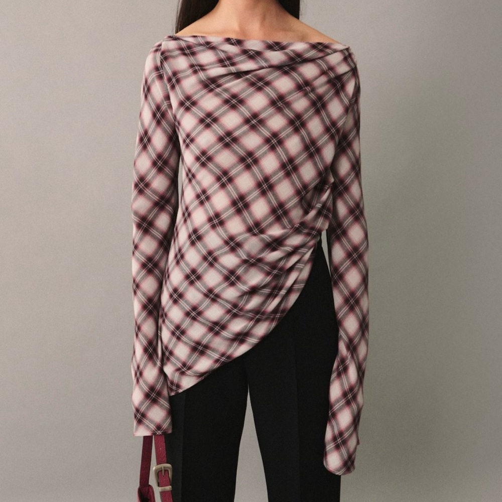 Plaid Off-Shoulder Top